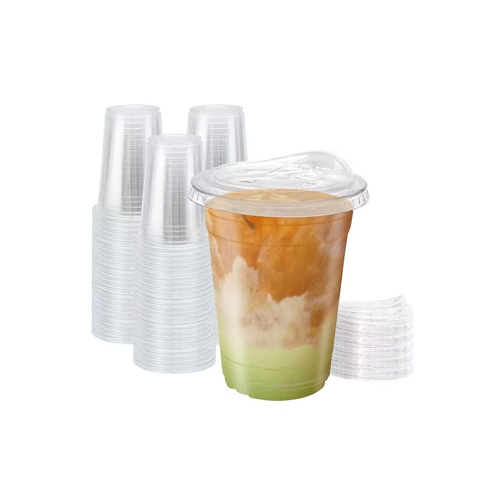 1000 Plastic Cups 500ml with Strawless Lids