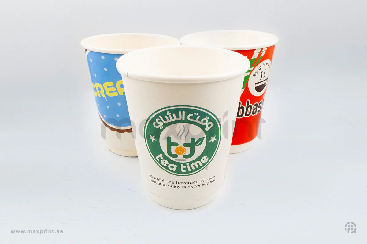 1000 Paper Cups Double Wall 8 oz with Lid