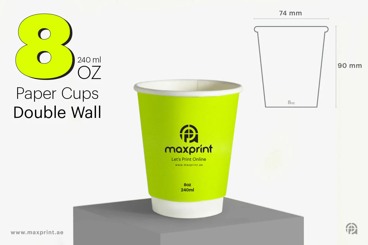 1000 Paper Cups Double Wall 8 oz with Lid