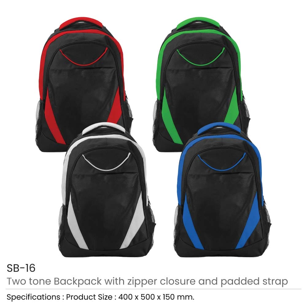 25 Two-toned Backpacks 600D Polyester Material