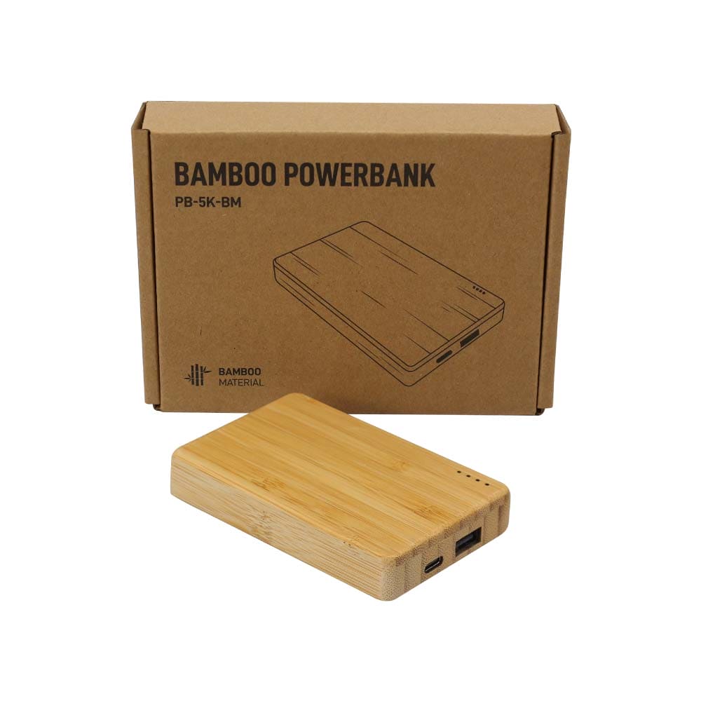 100 Bamboo Powerbank 5000 mAh Type C Input and Output