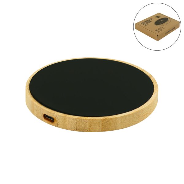 110 Bamboo Wireless Charger 15W Fast Charging & LED Logo