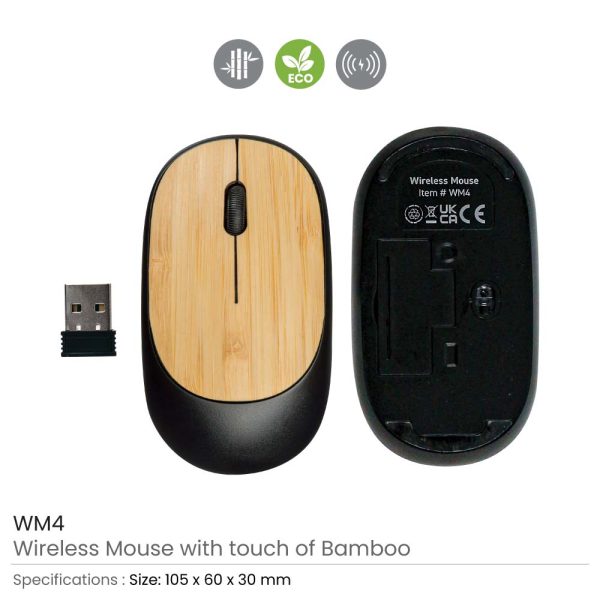 50 Bamboo Wireless Mouse in Black Color