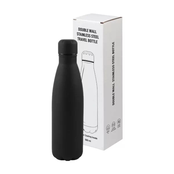 50 Premium Soft Touch Black Cola Bottles in Stainless Steel 500ml