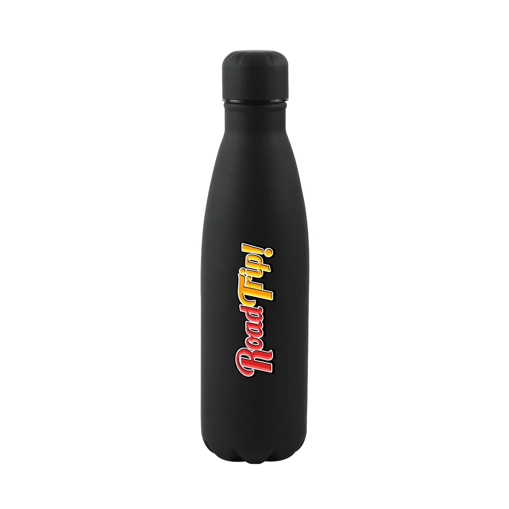 50 Premium Soft Touch Black Cola Bottles in Stainless Steel 500ml