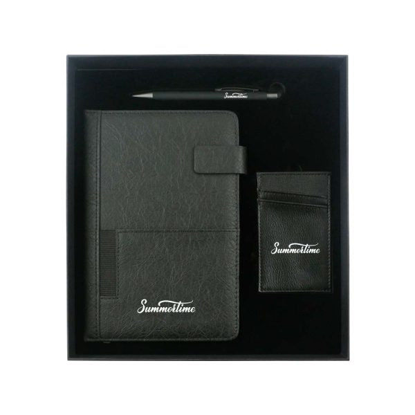 48 Corporate Leather Gift Sets with Notebook, Card Holder, Pen