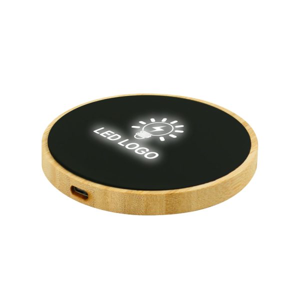 110 Bamboo Wireless Charger 15W Fast Charging & LED Logo