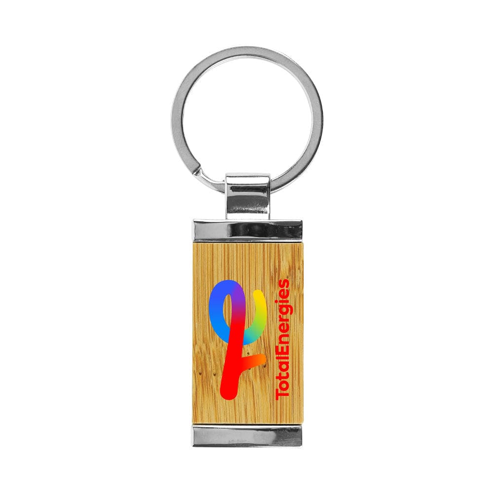 250 Rectangular Bamboo & Metal Keychains