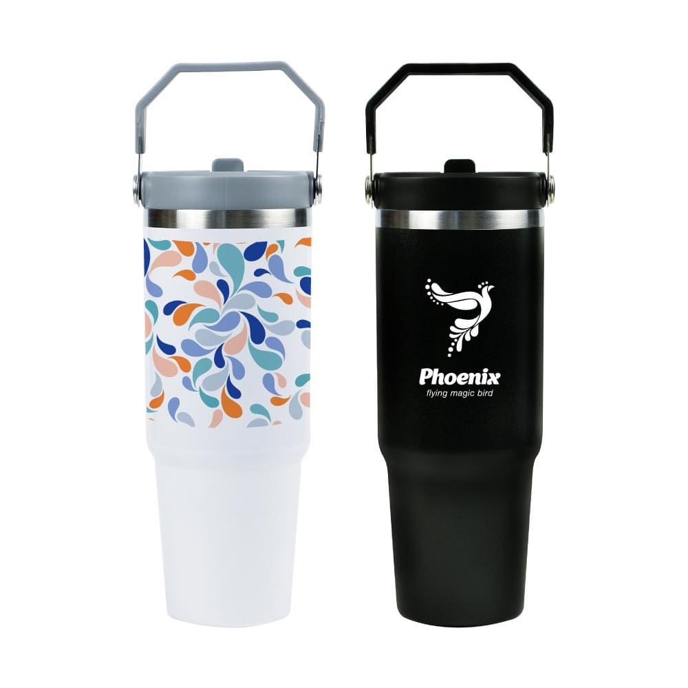 32 Tumbler with Handle and Straw SS Double Wall 900ml