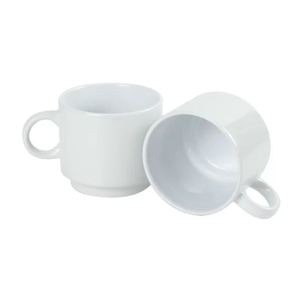 48 Ceramic Cups 10 Oz Glossy Finish White Color