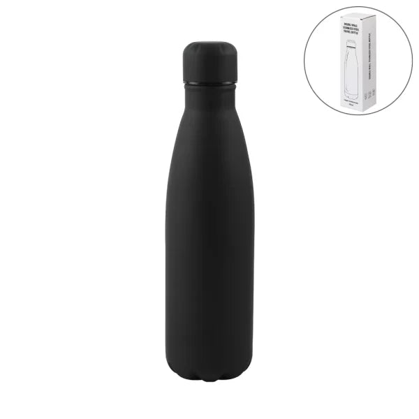 50 Premium Soft Touch Black Cola Bottles in Stainless Steel 500ml