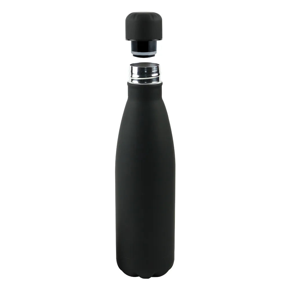 50 Premium Soft Touch Black Cola Bottles in Stainless Steel 500ml