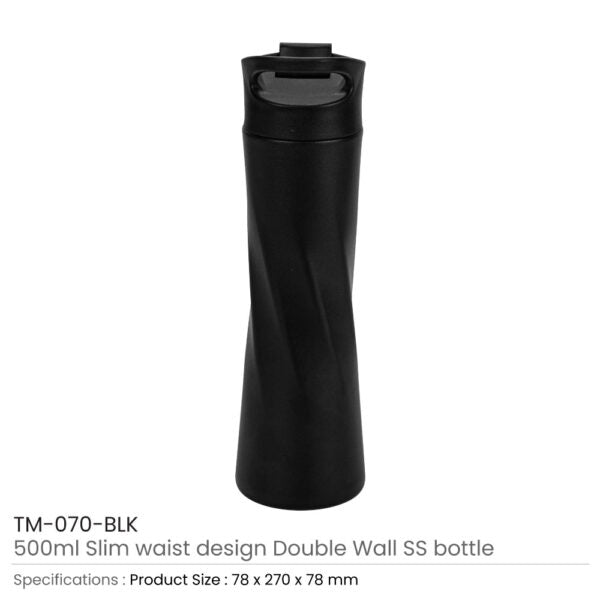 50 Double Wall SS Bottles Slim Waist Design 500 ml