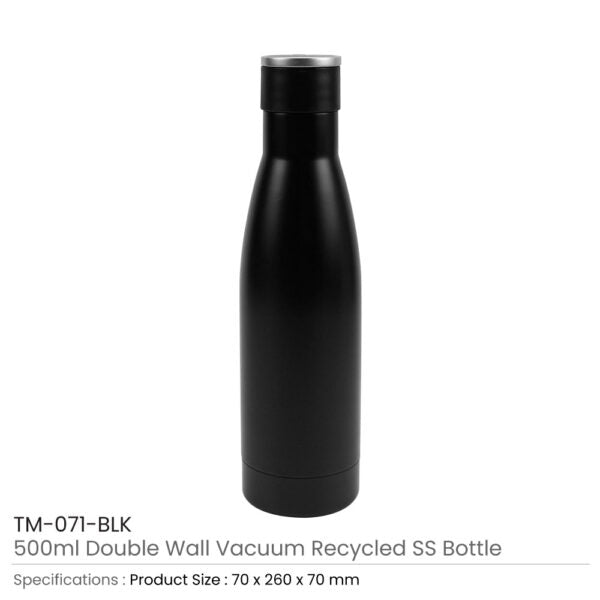 50 Double Wall SS Bottles, Twist-off Lid, SS Foldable Handle, 500ml