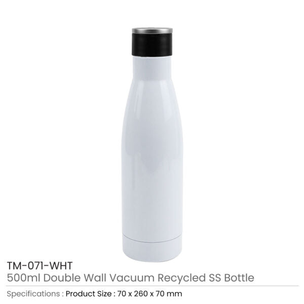 50 Double Wall SS Bottles, Twist-off Lid, SS Foldable Handle, 500ml