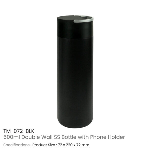 40 Double Wall SS Bottle, Twist-off Lid with Phone Holder 600 ml