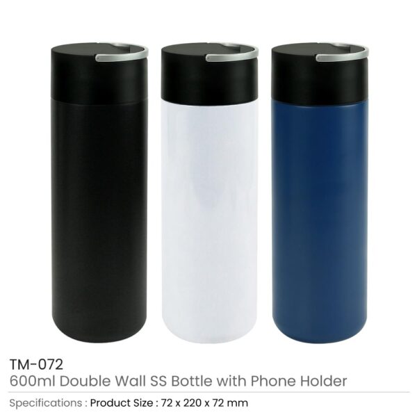 40 Double Wall SS Bottle, Twist-off Lid with Phone Holder 600 ml