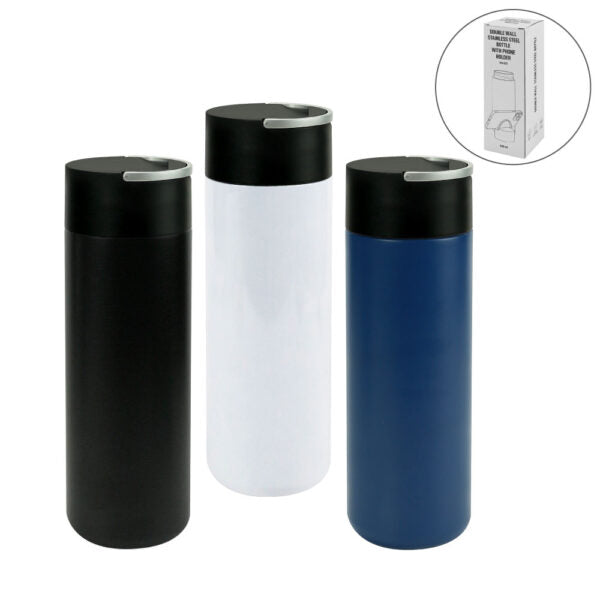 40 Double Wall SS Bottle, Twist-off Lid with Phone Holder 600 ml