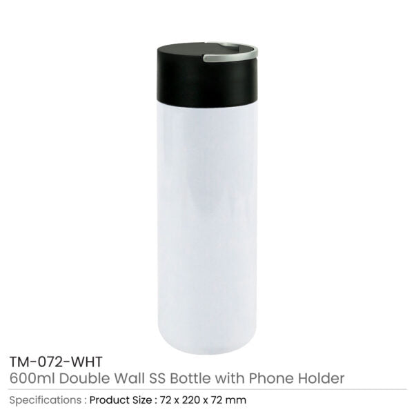 40 Double Wall SS Bottle, Twist-off Lid with Phone Holder 600 ml