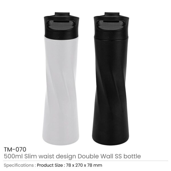 40 Double Wall SS Bottles Slim Waist Design 500 ml