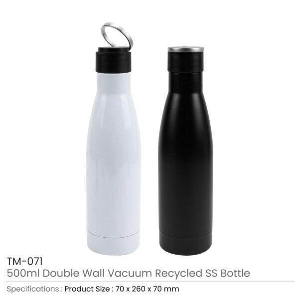 50 Double Wall SS Bottles, Twist-off Lid, SS Foldable Handle, 500ml