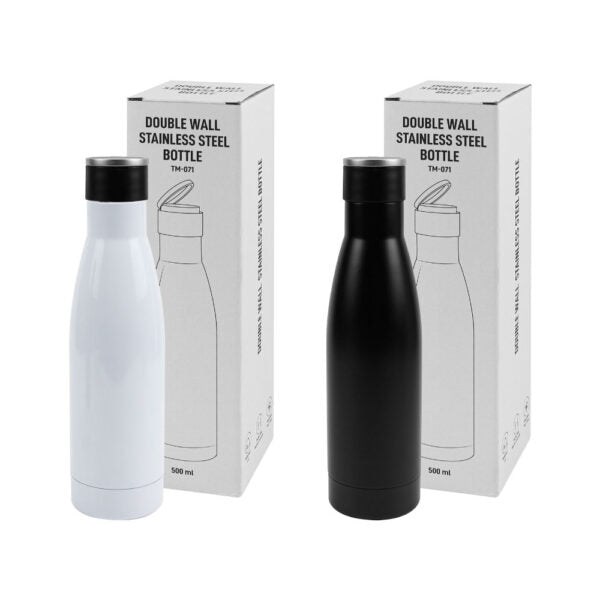 50 Double Wall SS Bottles, Twist-off Lid, SS Foldable Handle, 500ml