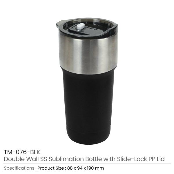 25 Double Wall SS Tumblers with Slide-Lock PP Lid 591ml