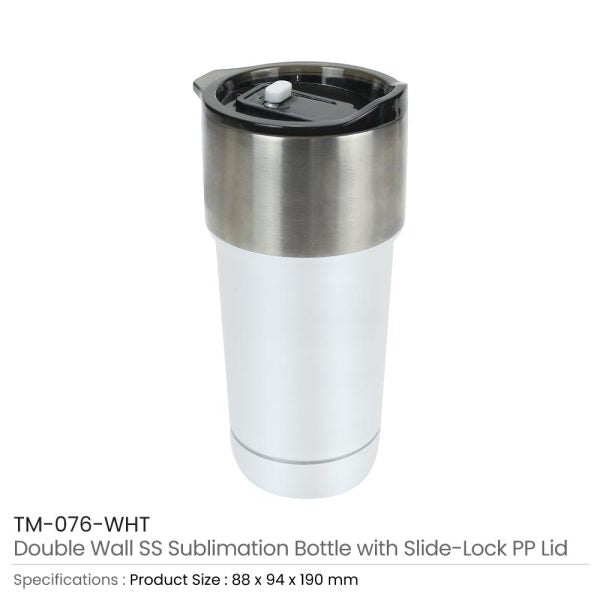 25 Double Wall SS Tumblers with Slide-Lock PP Lid 591ml