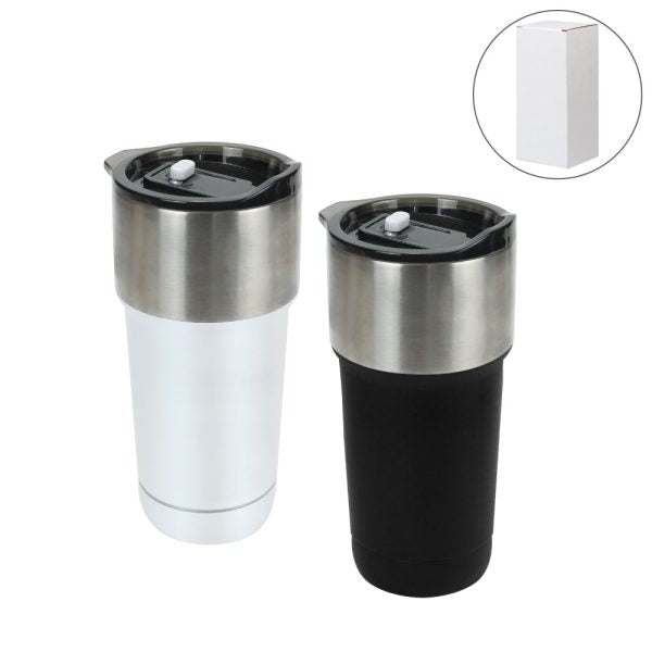 25 Double Wall SS Tumblers with Slide-Lock PP Lid 591ml