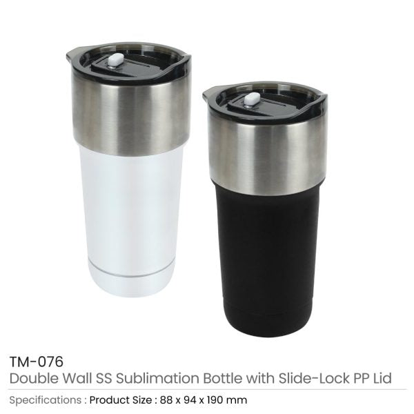 25 Double Wall SS Tumblers with Slide-Lock PP Lid 591ml