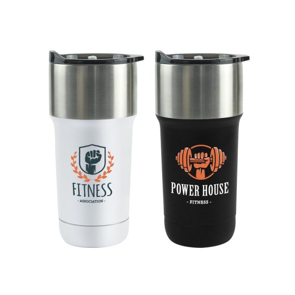 25 Double Wall SS Tumblers with Slide-Lock PP Lid 591ml