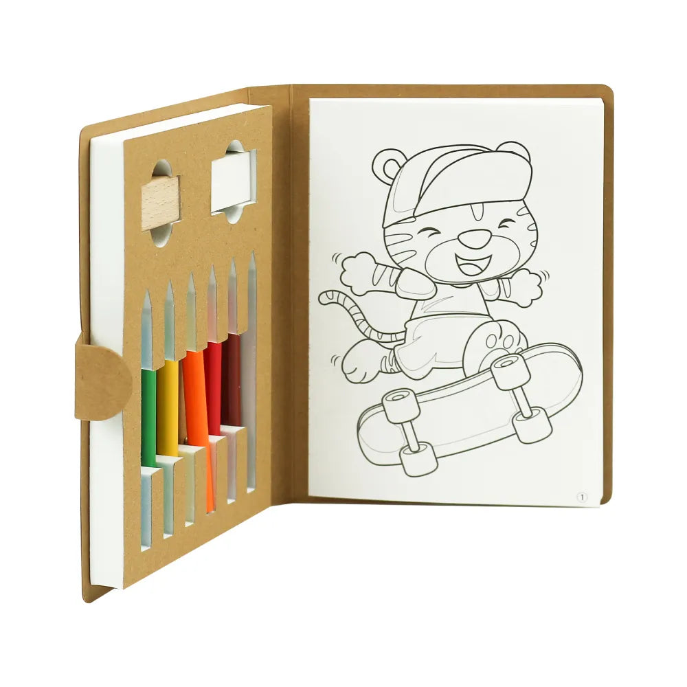 50 Eco-Friendly Drawing Pad Set with Colored Pencils, Sharpener & Eraser