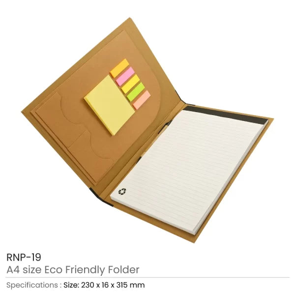 20 Eco-Friendly A4 Folders with Notepad Sticky Note Pen Card Slots