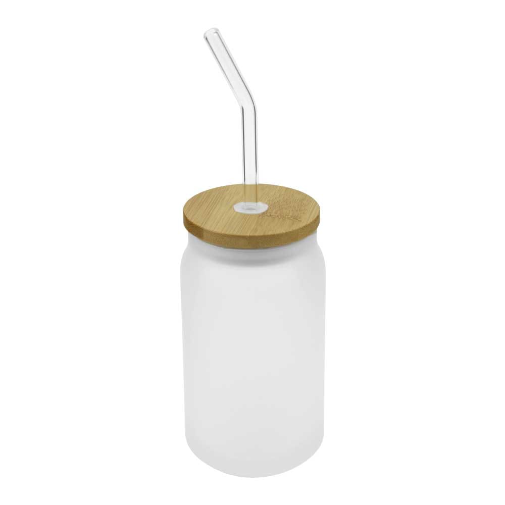 24 Glass Bottle with Straw and Bamboo Lid