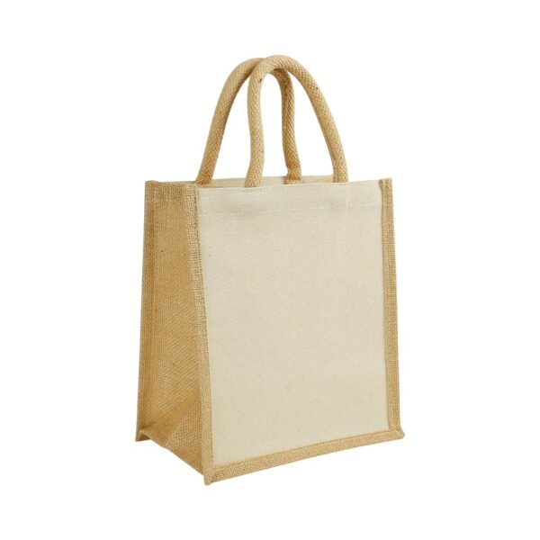 150 Laminated Cotton Bags with Natural Jute Gusset 10 Oz