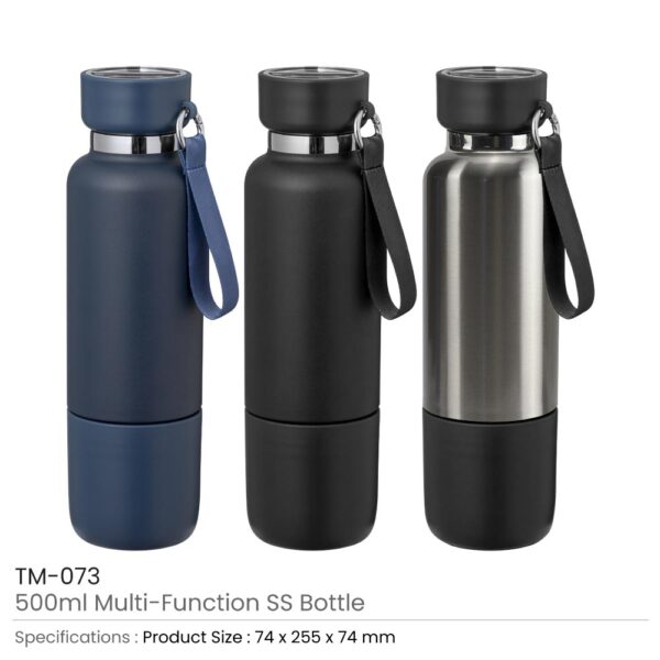 30 Multi-function SS Bottles, Double Wall, Base Cup, Lanyard, 500ml