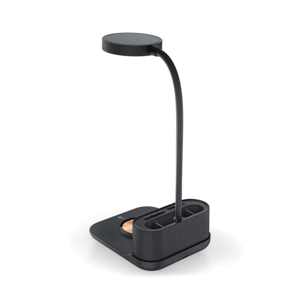 24 Desk Lamp with 15W Wireless Charger, Clock and Pen Holder