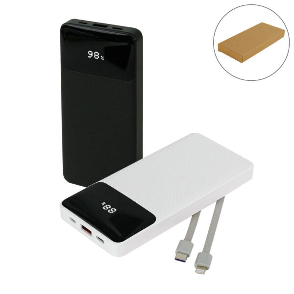 208 Powerbank with LED Screen 10,000 mAh and Built-in Cables