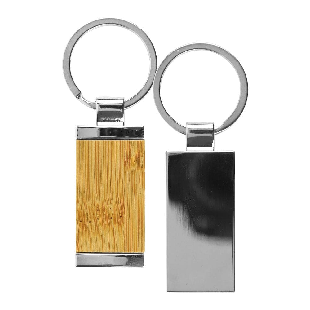 250 Rectangular Bamboo & Metal Keychains