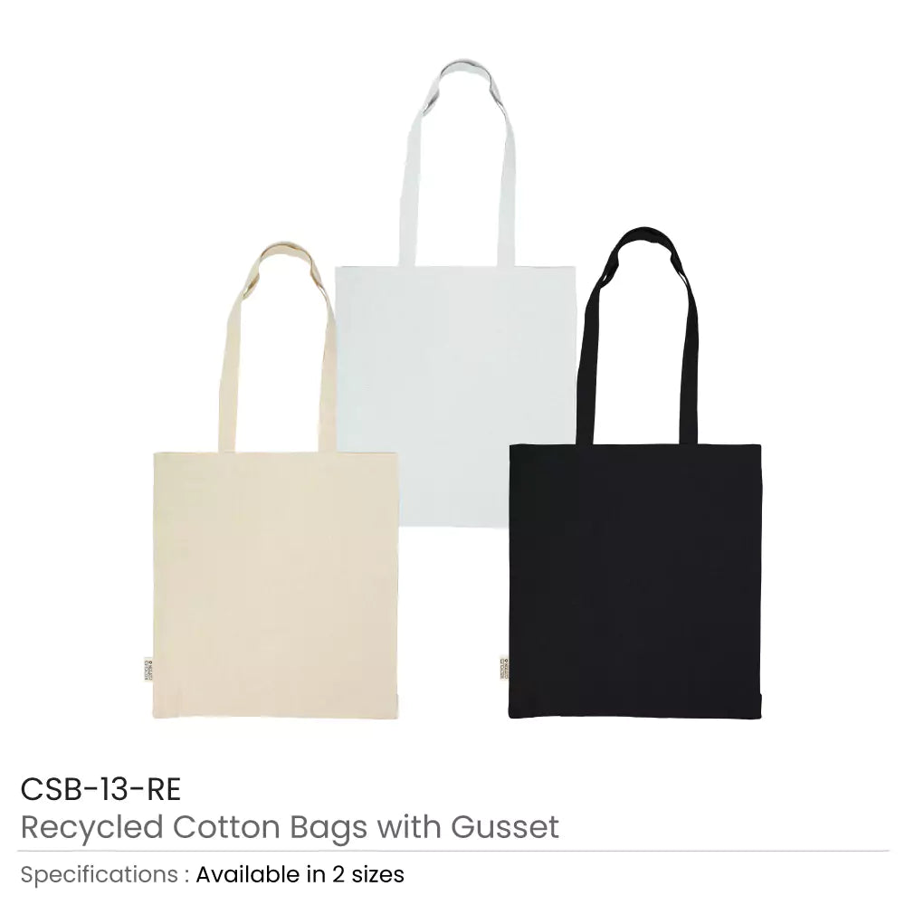 50 Recycled Cotton Bags with Gusset