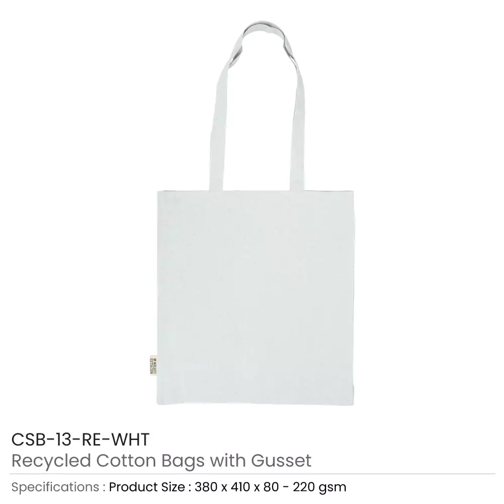 50 Recycled Cotton Bags with Gusset