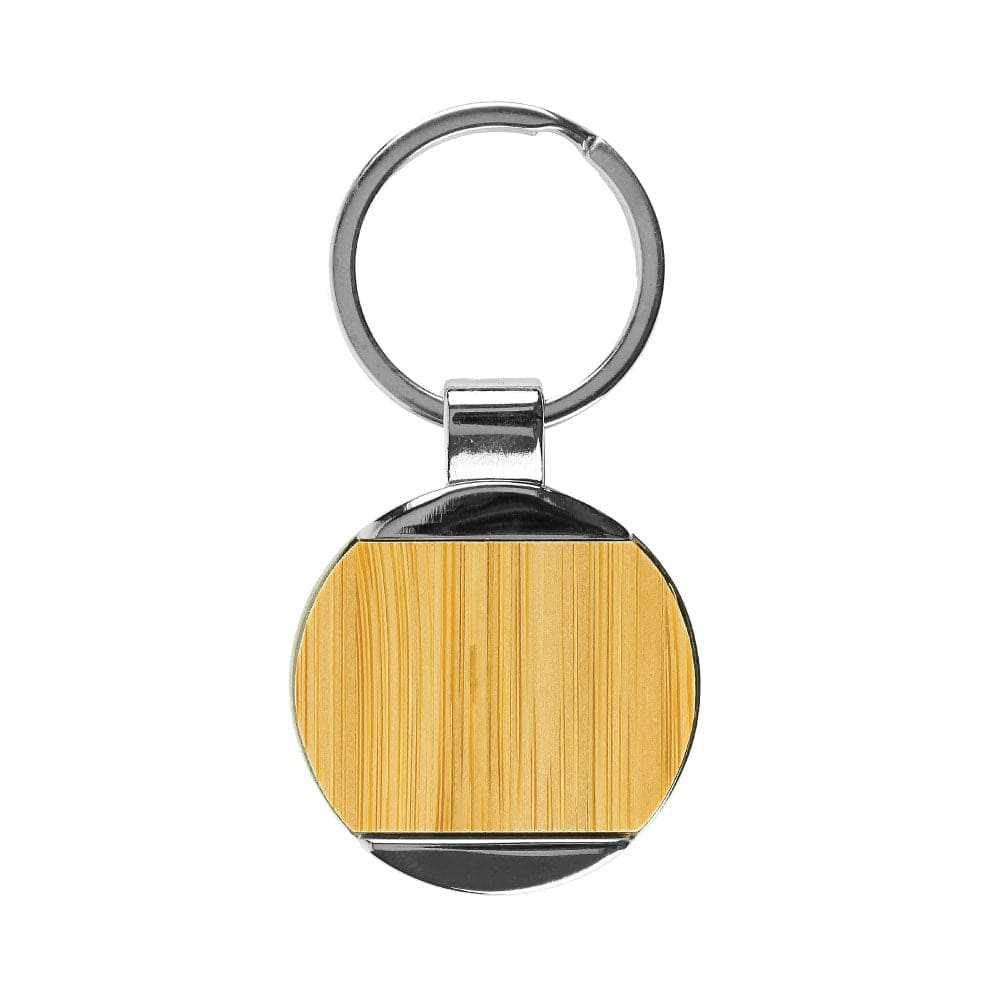 50 Round Bamboo & Metal Keychains 32mm