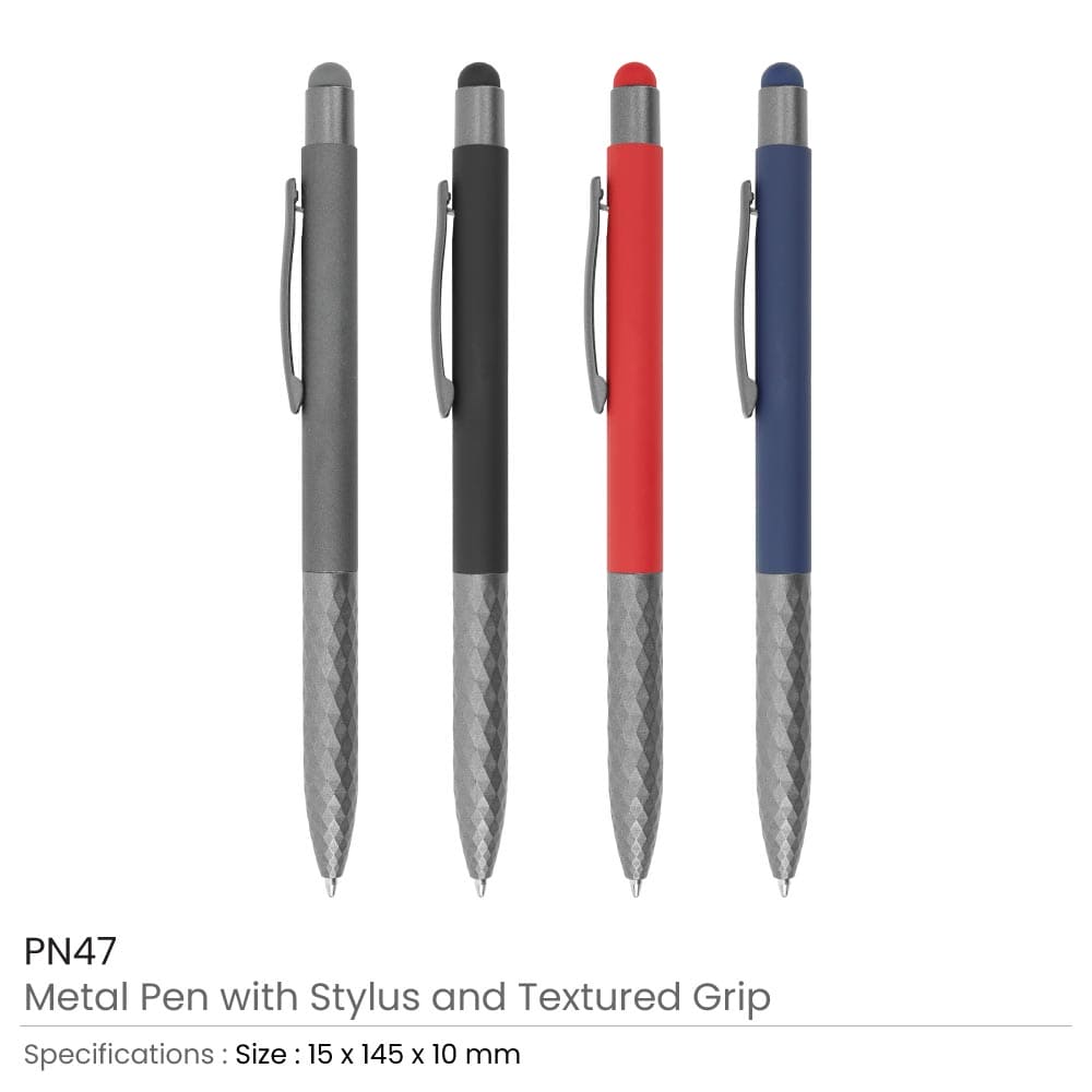 50 Stylus Metal Pens with Textured Grip