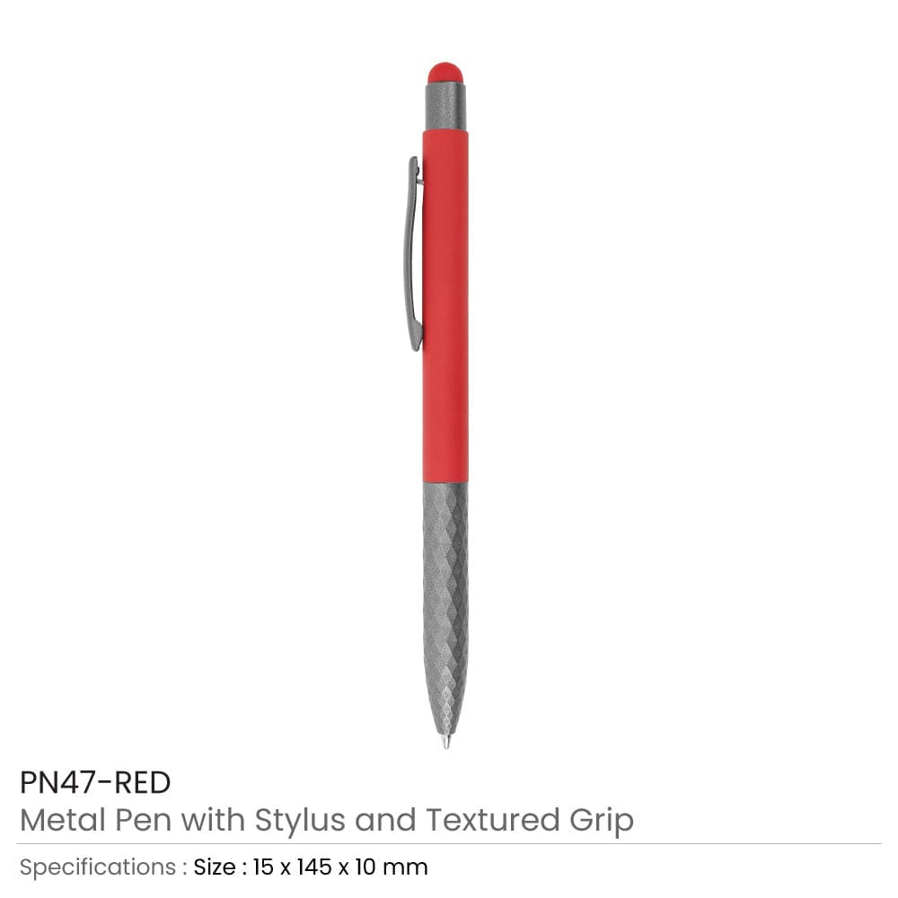 50 Stylus Metal Pens with Textured Grip