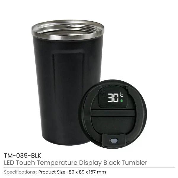 50 Temperature Display Black Tumblers in SS 510ml