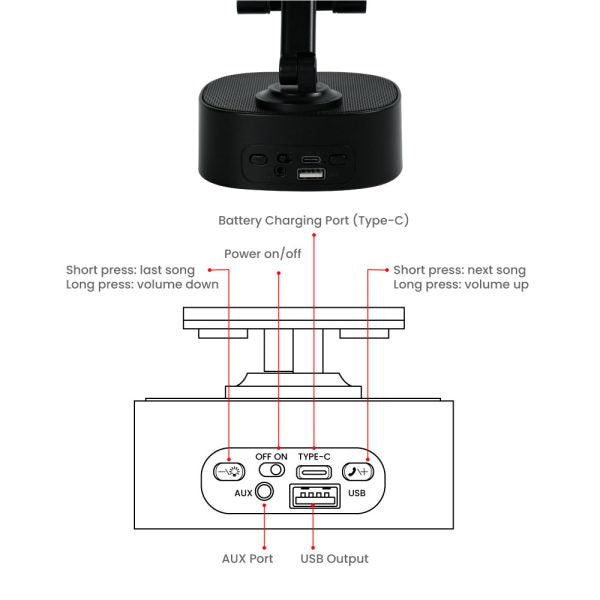 12 Wireless Fast Charger 15W with BT Speaker and RGB LED Logo