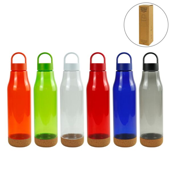 50 rPET Bottles with Cork Base, Twist-off Lid, Handle 720ml