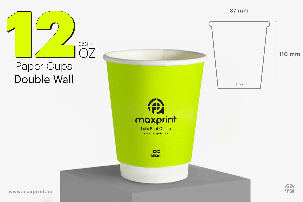 1000 Paper Cups Double Wall 12 oz