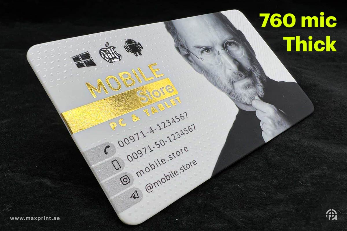 1000 Business Cards, Rounded Corner Gold Foil Spot UV Velvet Laminated 760 mic - Thick