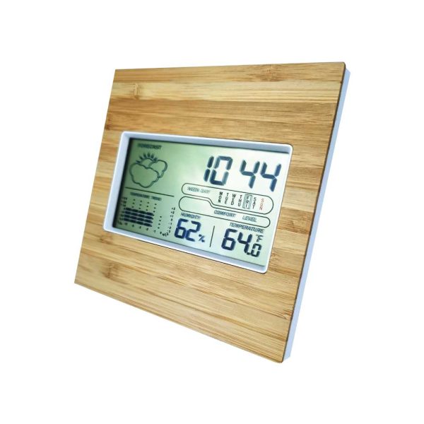 50 Multi-Function Bamboo Digital Clock with Weather Forecast, Calendar, Alarm, Temperature